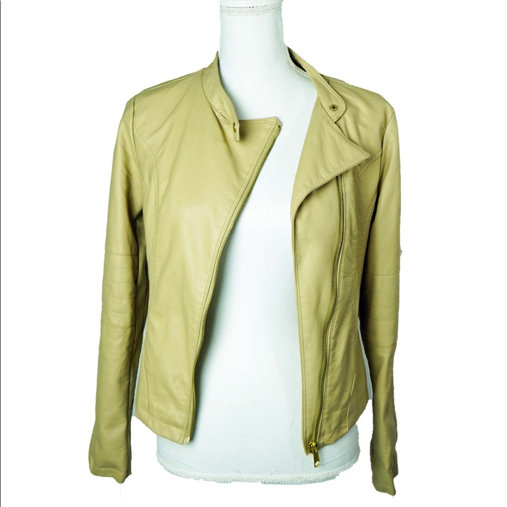 Women’s jacket pleather tan small Charlotte Russe